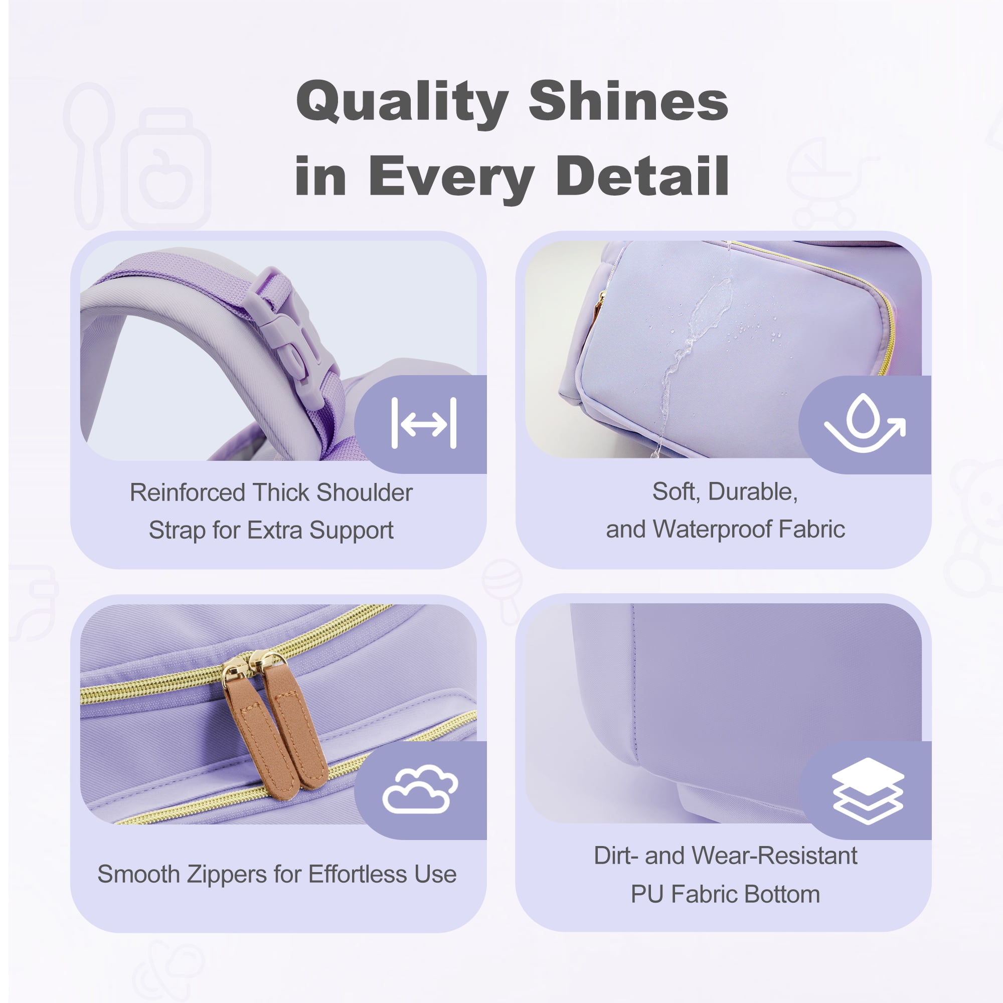 DERSTUEWE Diaper Bags, Small  Fashion Diaper Backpack for Women Baby Diaper Bag with Insulated Milk Bottle Pocket, Purple