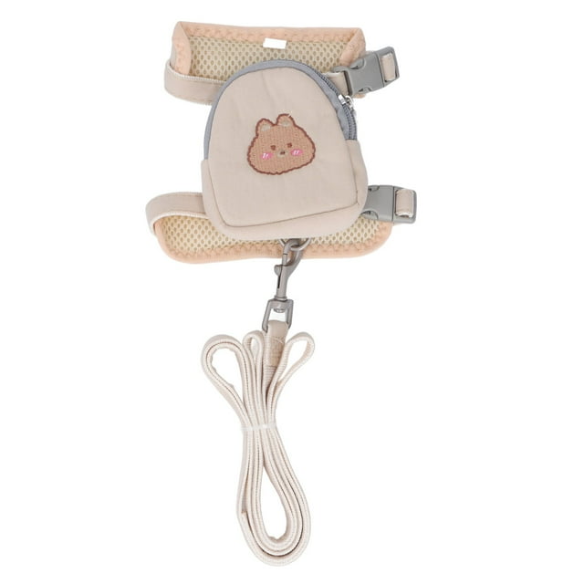 Arnés de mochila para perros con correa, chaleco ajustable, arnés para mascotas, mochila con patrón de animales para cachorros, gatos, perros pequeños, oso