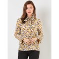 thumbnail image 2 of INSPIRE CHIC Blusa con cuello en V y lazo floral para mujer, camisa de manga larga con volantes y trompeta vintage, top Azul amarillo XS, 2 of 6
