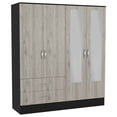 thumbnail image 6 of Bolton 160 Armoire, Six Shelves, Two Double Door Cabinets, Two Mirrors, Two Drawers, Rod Black / Light Gray, 6 of 7