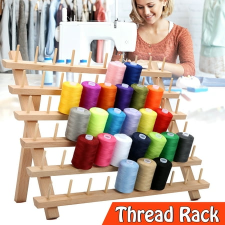 Wooden Thread - Art Supply 60 Spools Folded Wooden Thread Rack for Sewing & Embroidery