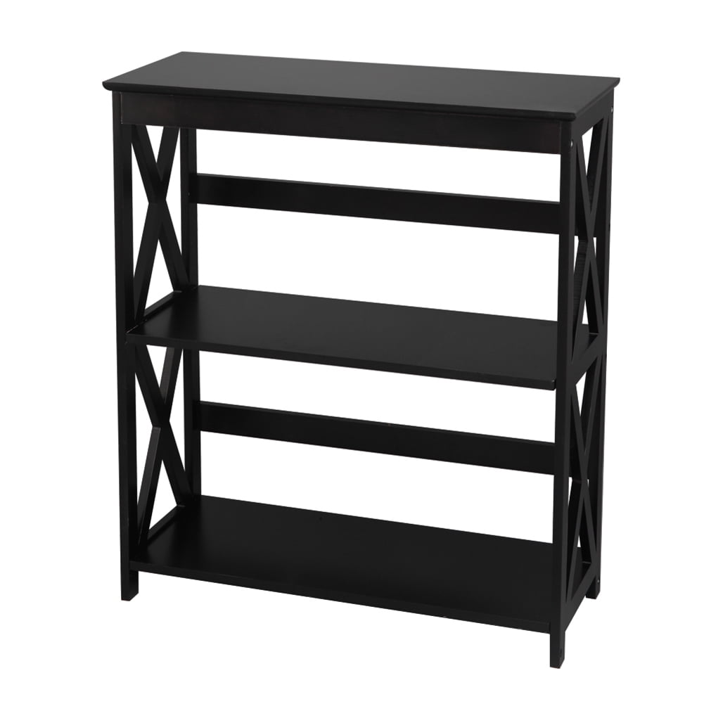 Industrial Small Bookshelf Storage Rack Wood 3-Tier Ladder Bookcase Organizer