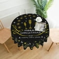 thumbnail image 2 of Happy New Year Tablecloth Round 60Inch, Black Merry Christmas Balls Fireworks Cheers Table Cover for Kitchen Dining, Winter Xmas Snowflakes Table Cloth Washable for Holiday Indoor Outdoor Decor, 2 of 6