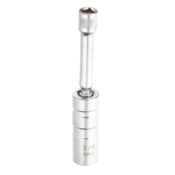 Uxcell 1pcs Spark Plug Socket Set 3/8" Drive 3/4" Swivel Magnetic 12 Point Medium Thin Wall Spark Plug Socket with 360 Degree Swivel CR-V Steel, Silver