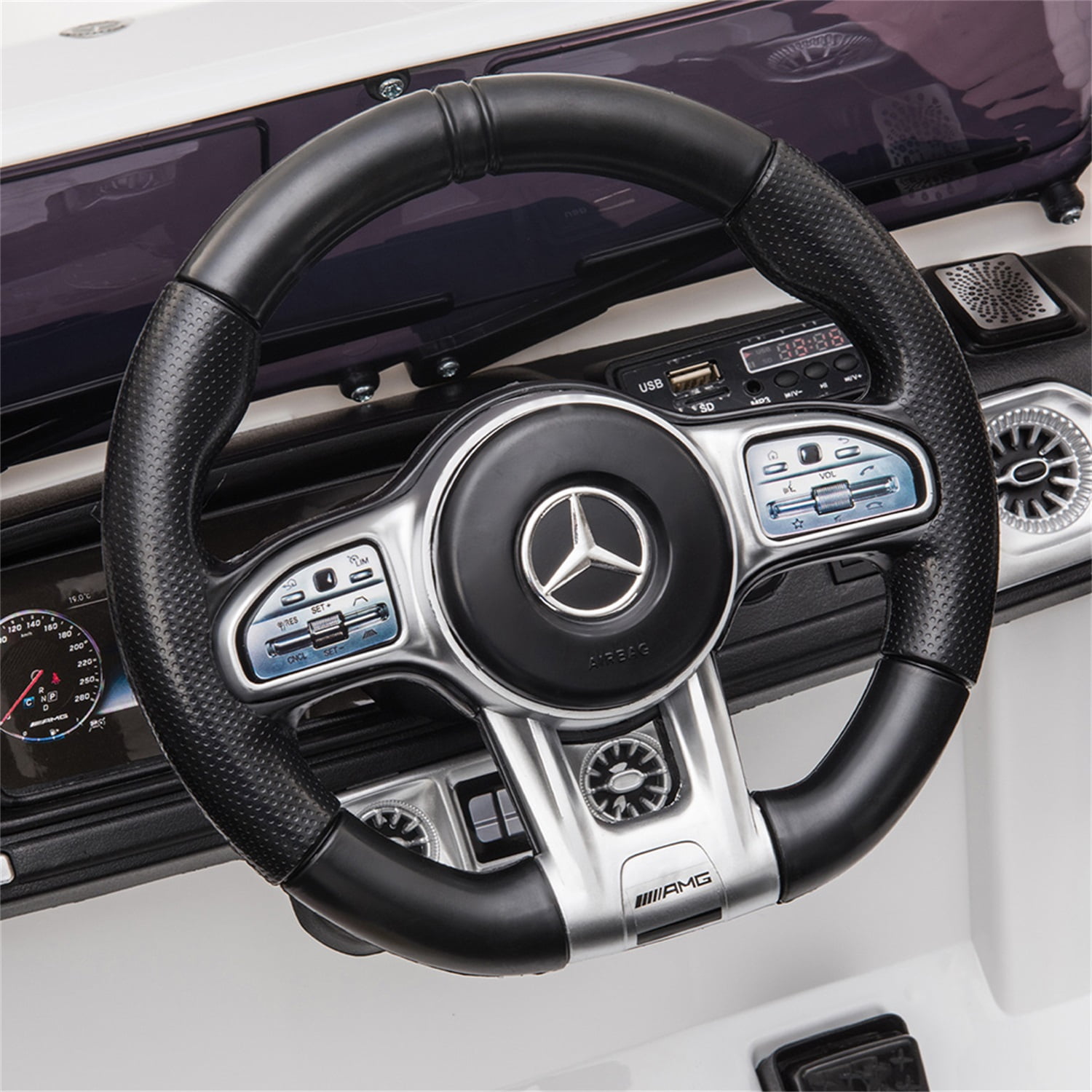 CIPACHO Licensed Benz GT AMG G63 12V Ride On Jeep with Remote Control, Electric Car for Kids 3-6 Years, 3 Speeds, White CIPACHO Licensed Benz GT AMG G63 12V Ride On Jeep with Remote Control, Electric Car for Kids 3-6 Years, 3 Speeds, White