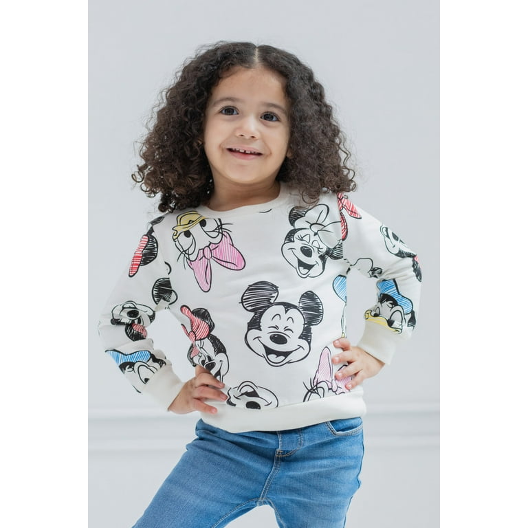 Disney Mickey Mouse Donald Duck Daisy Duck Big Girls French Terry  Sweatshirt Toddler to Big Kid 