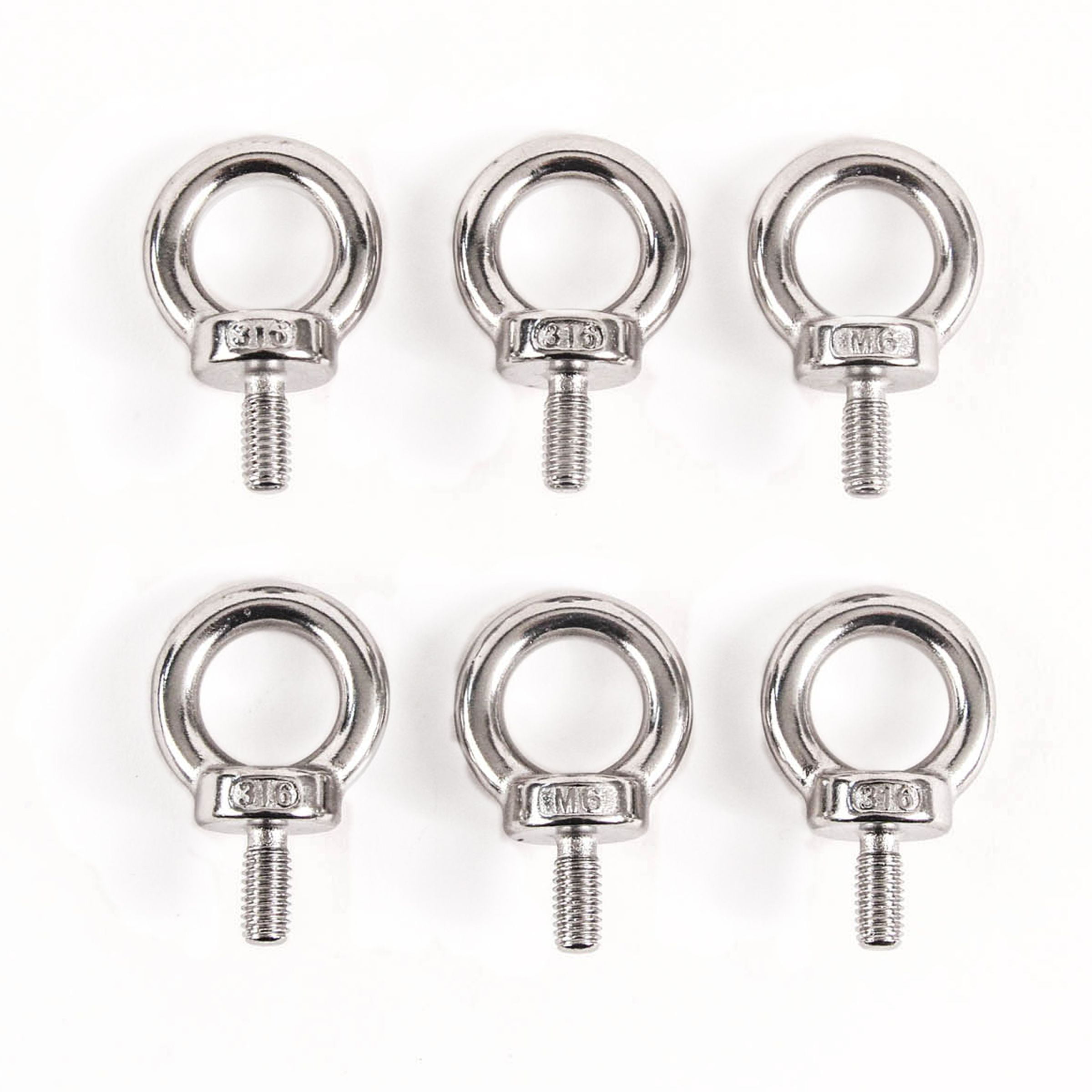 Red Hound Auto 8 Stainless Steel DIN 580 Machine Shoulder Lifting Eye Bolts M6 316SS Marine 6mm 