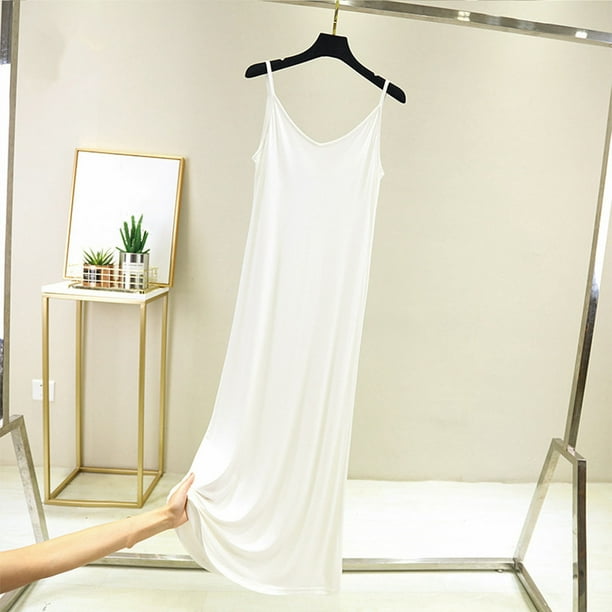 Camisón largo de algodón para mujer, con tirantes, color liso, holgado y cómodo, sin mangas