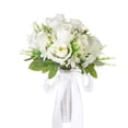 thumbnail image 6 of Wedding Blossom Bouquet Bridal Hand Bouquet Artificial Silk Flowers with Ribbon for Wedding White, 6 of 9