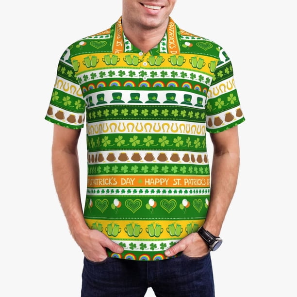 Fotbe St. Patrick's day in green colors Camiseta Polo de Golf para Hombre con Estampado – Camisa Deportiva Transpirable con Cuello Abotonado-XX-Large