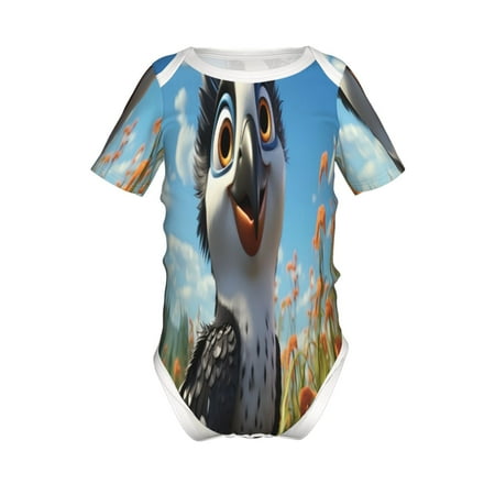 

Coaee Joyful Animated Bird for Soft Baby Short-Sleeve Bodysuit Baby Climbing Clothes Baby Girls Boys Bodysuit Romper-9M