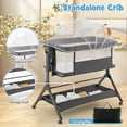 thumbnail image 4 of Costway Height Adjustable Bedside Sleeper Baby Crib with Storage Bag 0-6 Months Gray, 4 of 9