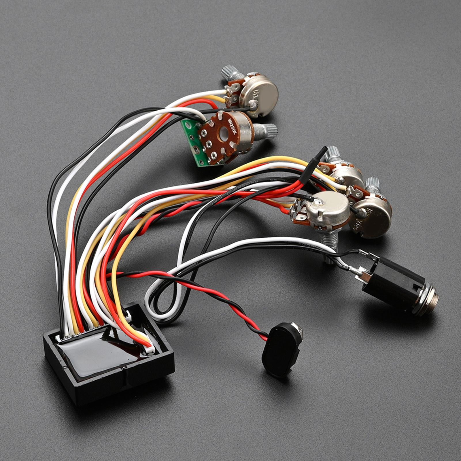 LeeQinersw Bass EQ Band Electric Assembly Guitar Wiring Harness 4 Knob 2 Pickup Bass Preamp