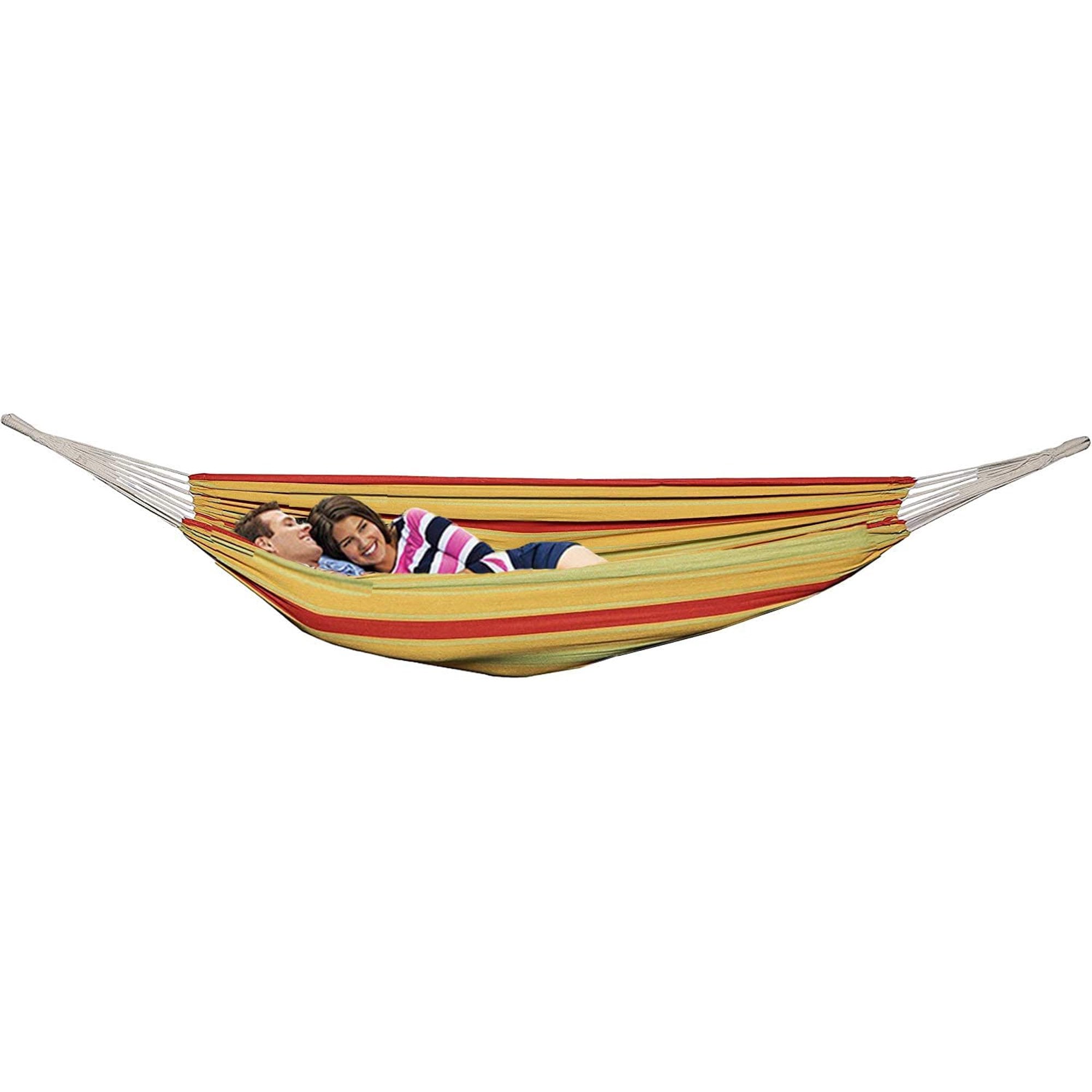 Gilbin Cotton Double Hammock Portable 2 Person Durable Extra Large Canvas Hammock, Canvas Double Brazilian Hammock, Perfect for Camping, Outdoors Gear, Backpack, Hiking, Hunting, Backyard