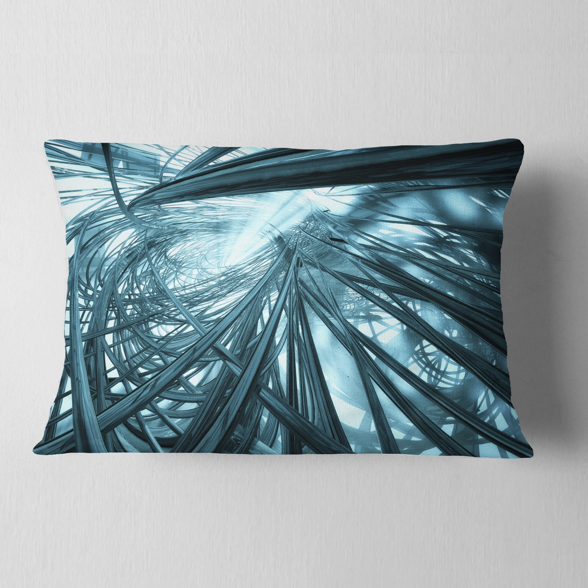Designart Fractal 3D Stripes Everywhere - Contemporary Throw Pillow - 12x20