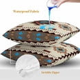 thumbnail image 4 of Throw Pillow Covers 24x24 Inch Set of 2, Boho Southwest Waterproof Outdoor Pillow Covers, Farmhouse Aztec Tribe Brown Blue Plaid Decorative Cushion Pillowcases for Couch, Sofa, Bed, Garden, Patio, 4 of 9