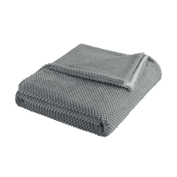 Vellux King Plush Texture Blanket | Ultra Soft Lightweight All-Season Throw | Grey