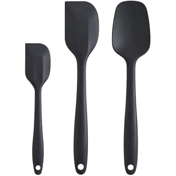 Silicone Spatula Set - Rubber Spatula - 600°F Heat Resistant Baking Spoon & Spatulas(Black) - Multi-Functional High-Efficiency Design for Modern Kitchen Household Cleaning Use, Reliable