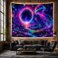 thumbnail image 5 of Bioluminescent Jellyfish in Swirling Nebula Dreamy Psychedelic for Sci-Fi Enthusiasts Sci-Fi Wall Art Halloween Gift Tapestry Wall Hanging for Living Room and Bedroom, 5 of 6