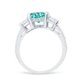 thumbnail image 4 of Three Stone Radiant Cut Ring Paraiba Tourmaline CZ 925 Sterling Silver Size 9, 4 of 7
