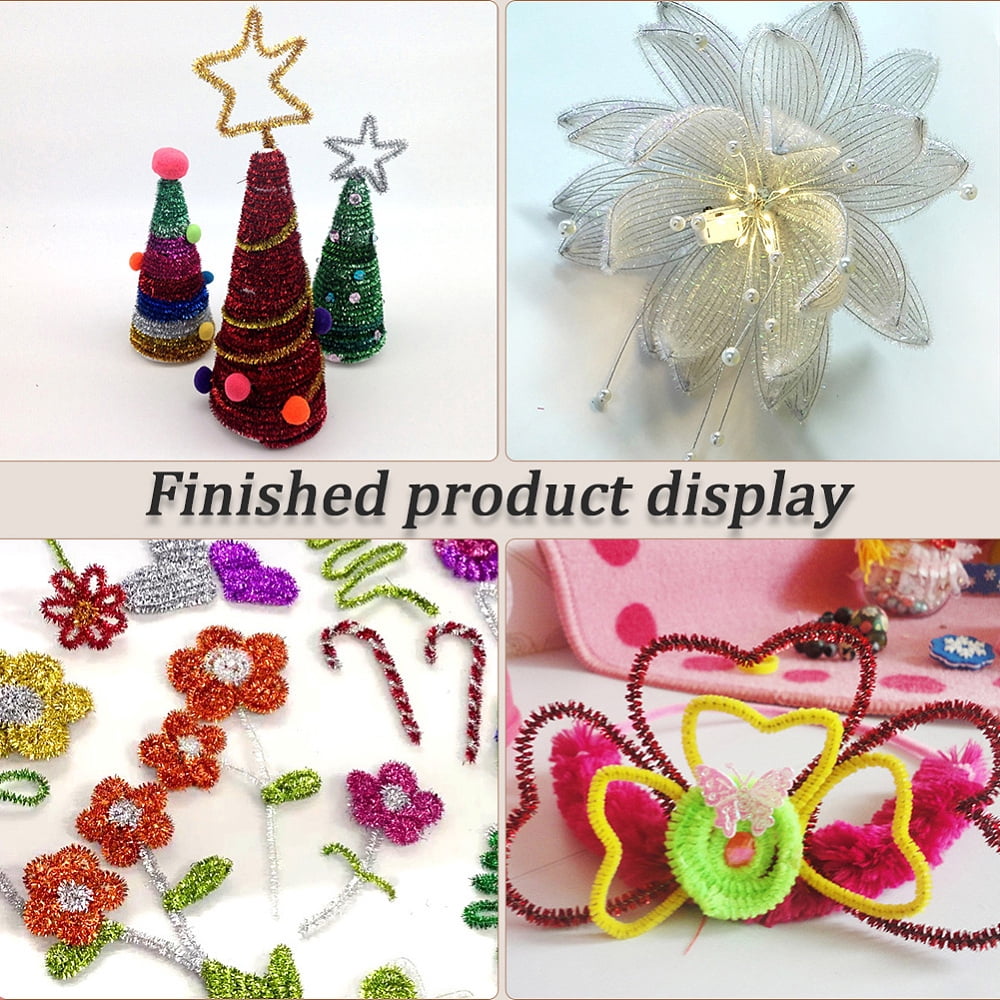 10 Sets DIY Plush Sticks Chenille Stems Pipe Cleaners Kid Craft Material Mixed Color 350~380x6mm 100pcs/set