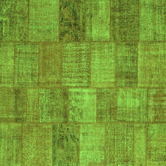 Ahgly Company Indoor Square Patchwork Green Transitional Area Rugs, 6' Square