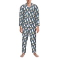 thumbnail image 3 of Naloa Cute Rabbit Men’s Pajamas Set - Long Sleeve Button Down Sleep Shirt and Pajama Bottoms Sleepwear Set-Small, 3 of 7