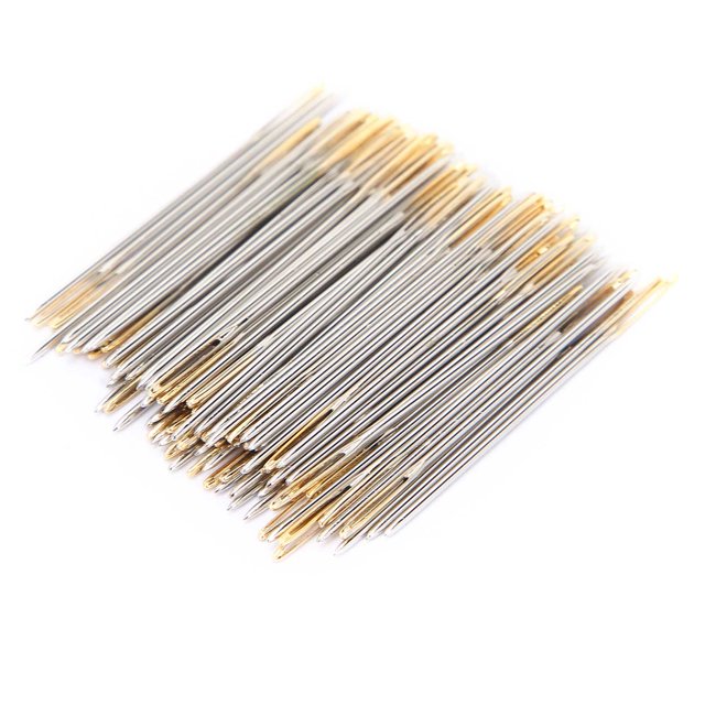Cross Stitch Needles, 100Pcs Stainless Steel Large Eye Embroidery Needles with Storage Box for Craft Projects