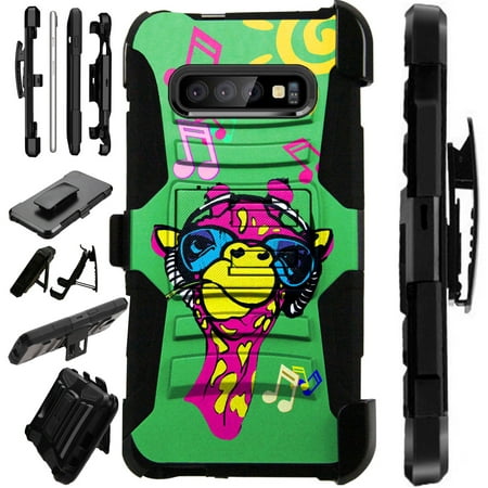 Compatible Samsung Galaxy S10 S 10 (2019) Case Armor Hybrid Phone Cover LuxGuard Holster (Giraffe (Best Phones For Music 2019)