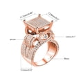 thumbnail image 3 of Big Square Party Cocktail Rings with Tiny Cubic Zirconia Micro Paved for Women RA0221 (Rose Gold, Size 7), 3 of 7