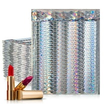 Holographic Metallic Bubble Mailers, 5 x 9 Inches. Pack of 200 Padded Envelopes Waterproof. Opaque Metallic Bubble Envelope Mailer Self-Seal. Waterproof Padded Shipping Envelopes for Gifts