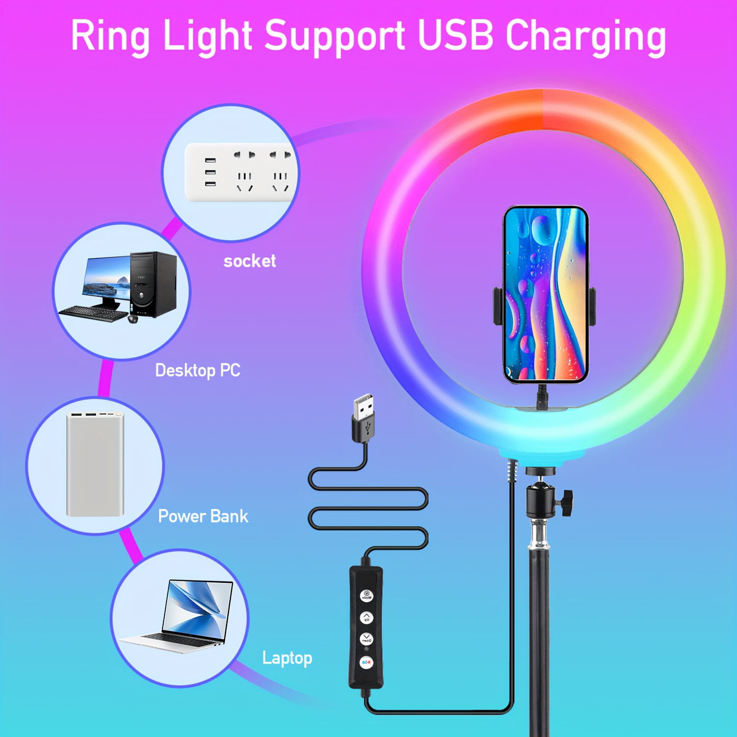 63" Professional Ring Light with 10" Dimmable LED, Adjustable Aluminum Tripod Stand for Streaming, YouTube, TikTok, Makeup