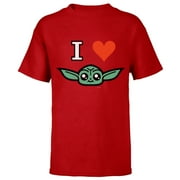 Star Wars The Mandalorian I Love Grogu - Short Sleeve T-Shirt for Kids - Customized-Red
