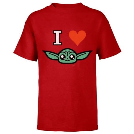 Star Wars The Mandalorian I Love Grogu - Short Sleeve T-Shirt for Kids - Customized-Red