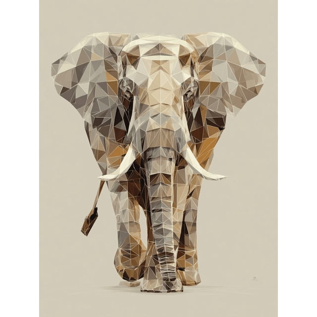 Qisvanset Geometric Elephant Canvas Wall Art Print, 15.75x11.81 Inches