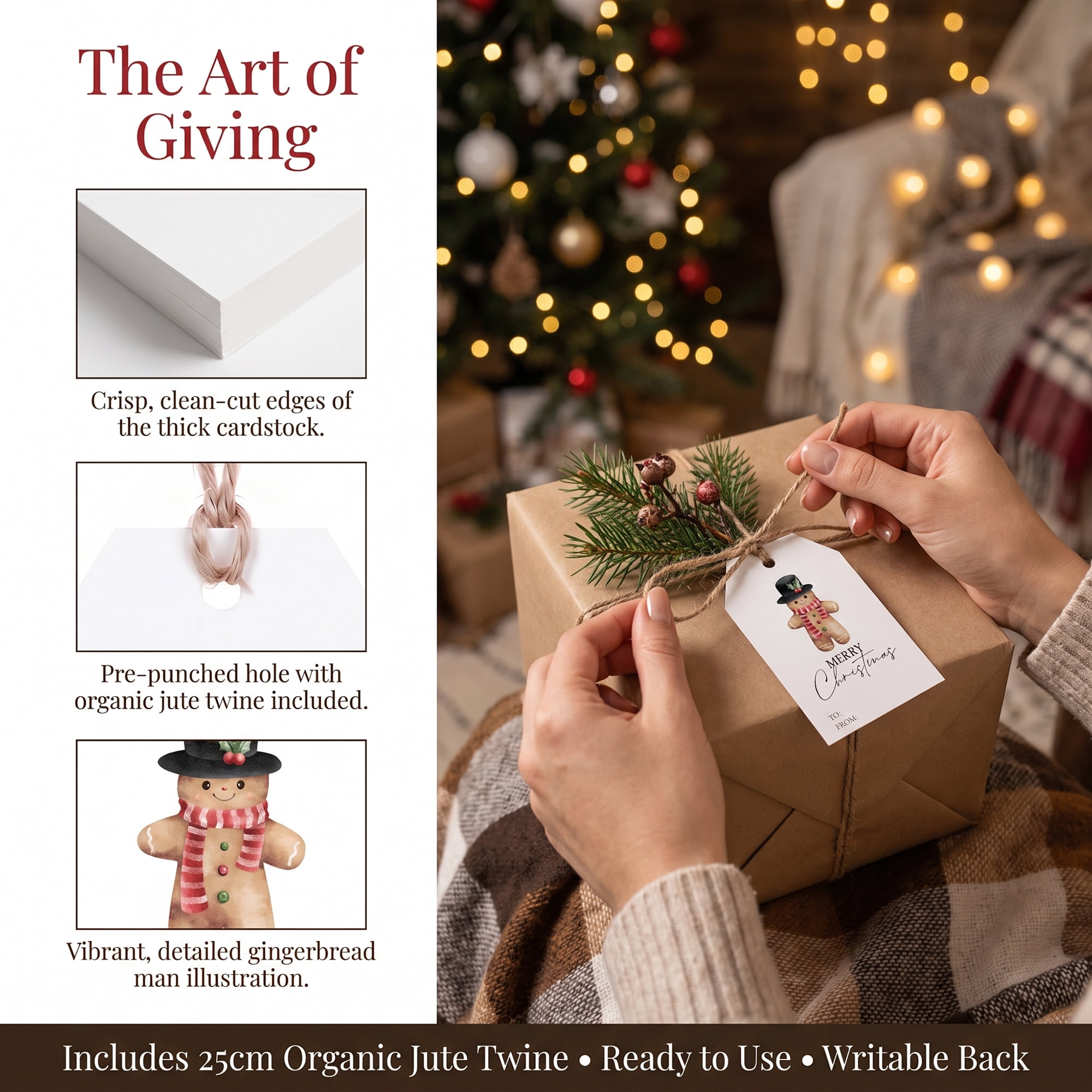 Unique Bargains 100Pcs Thick Gift Wrapping Tags with Twine Bear Pattern 2" x 3.1"