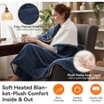 thumbnail image 2 of Qoosea Heated Blanket Electric Blanket Twin XL 72 * 84 inch 9 Heating Levels 9 Timer Settings Auto Shut Off Soft Flannel Heating Blanket Wrap Warm for Home Office Room Navy Blue, 2 of 8