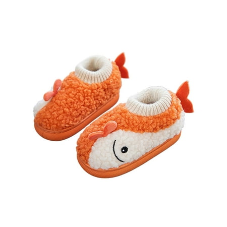 

Bellella Girls Boys Slippers House Warm Shoes Soft Plush Fuzzy Slipper Anti-Slip Home Shoe Indoor Bedroom Orange 8C-9C