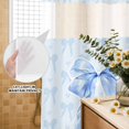 thumbnail image 3 of No Hook Shower Curtain, Cute Bow Shower Curtains for Bathroom with See Through Top Window, Blue Bowknot Minimalist Solid Color Waterproof & Washable Bath Curtain Stall 48"x72", 3 of 9