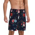 thumbnail image 2 of Wukai Vintage Rose Men’s Short Pajama Pants With Pockets Soft Sleep Pj Shorts for Men-Small, 2 of 6