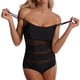 thumbnail image 2 of Traje de baño de una pieza para mujer Costura de malla Ropa de baño de moda Traje de baño elástico transpirable ligero Lavable a máquina Negro 2XL, 2 of 6