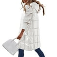 thumbnail image 1 of Gibobby Chaquetas recortadas para mujer, Chaleco Acolchado Largo para Mujeres, Elegante Chaqueta sin Mangas de Invierno con Bolsillos(Blanco,XG), 1 of 5