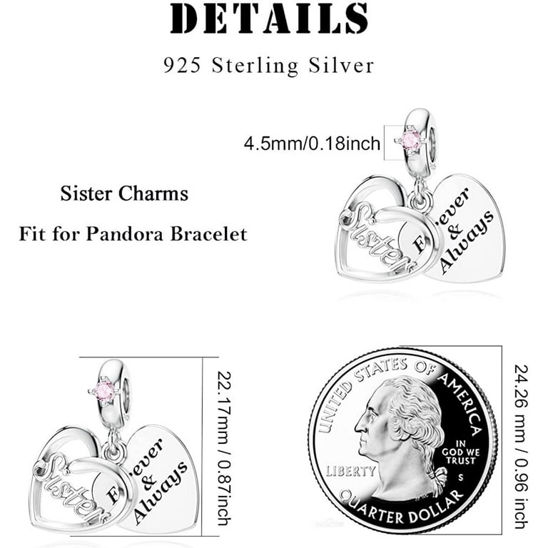Sister Charms for Pandora Charms Bracelet Sterling Silver Forever Sister Dangle  Charms 