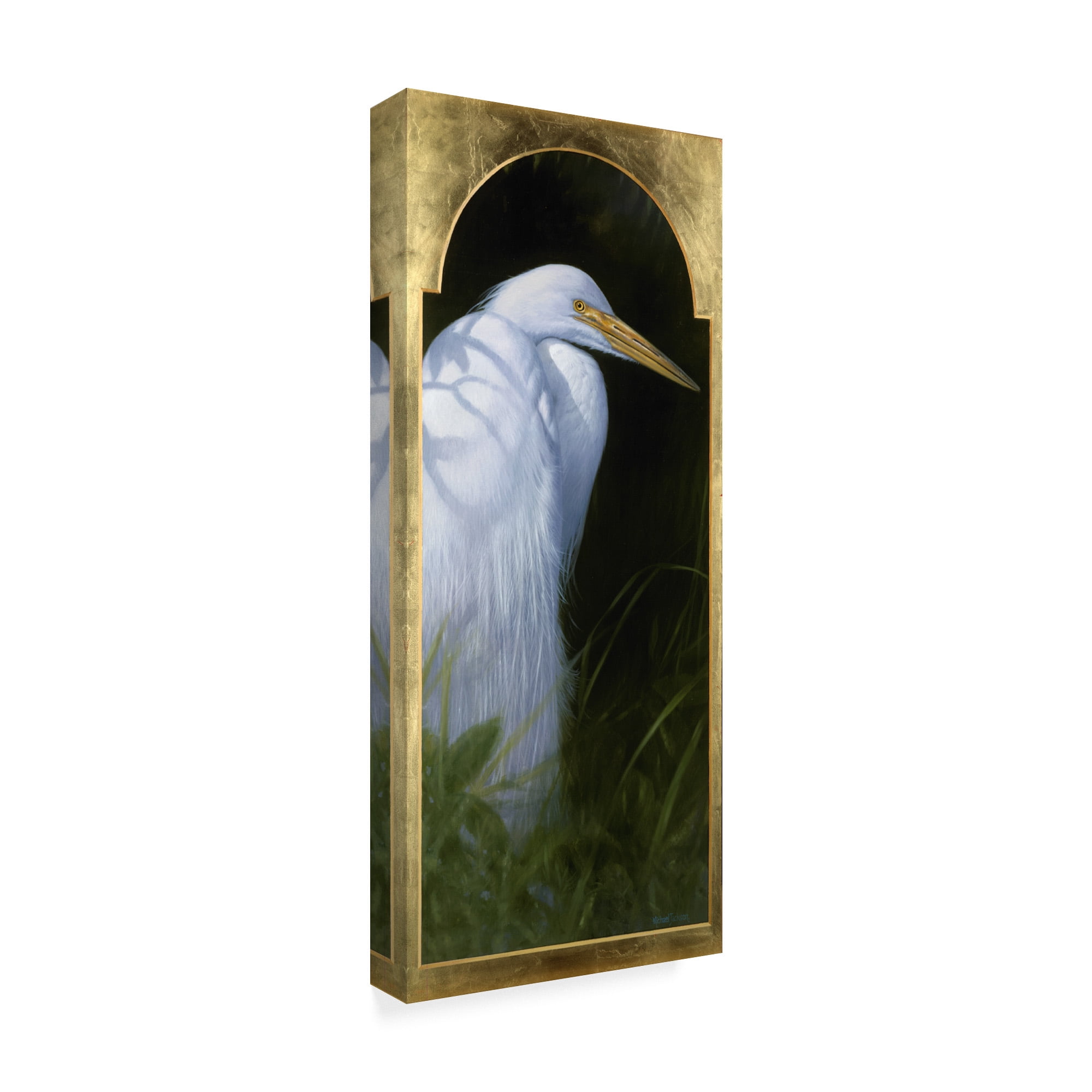 Trademark Fine Art 'Gold Frame Egret' Canvas Art by Michael Jackson