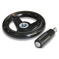 thumbnail image 4 of Hand Wheel - 3 Spoke Black Round Handwheel Handle Plastic Hand Wheel with Rotating Handle for 12*100mm Lathe Milling Machine, 4 of 5