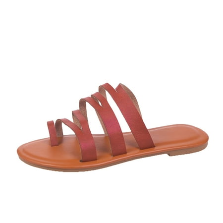 

HSMQHJWE Thong Sandals For Women Fisherman Sandals For Women Platform Ladies Fashion Summer Solid Color Leather Strap Combination Set Toe Flat Sandals Wedge Slide Sandals Women