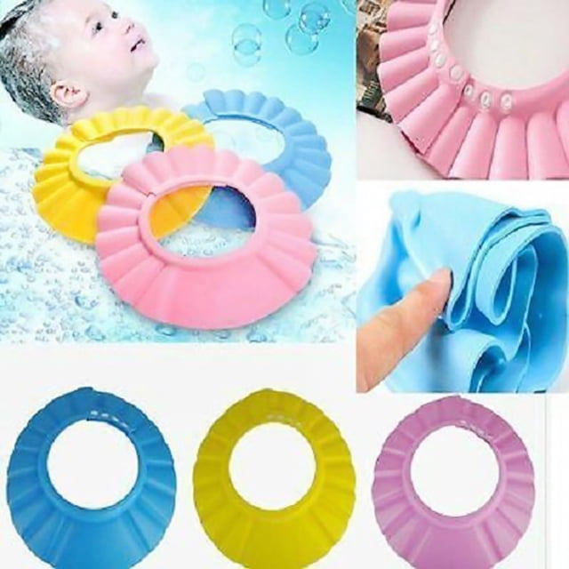 Gorro de baño ajustable y suave para ducha con champú para bebés pequeños