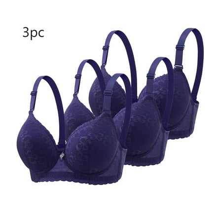 MLCDZ 3 Pack Lace Bras for Women Push Up Bralettes Full Coverage Corset Underwire Plus Size for Large Breasts with Support Sexy Minimizers Everyday Lingerie 3Pcs-Multicolor#07 40