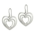 thumbnail image 2 of 925 Sterling Silver Sparkle-Cut Love Heart Long Drop Dangle Earrings 36.25x27.5mm Wide Dangle Earring for Women, 2 of 2