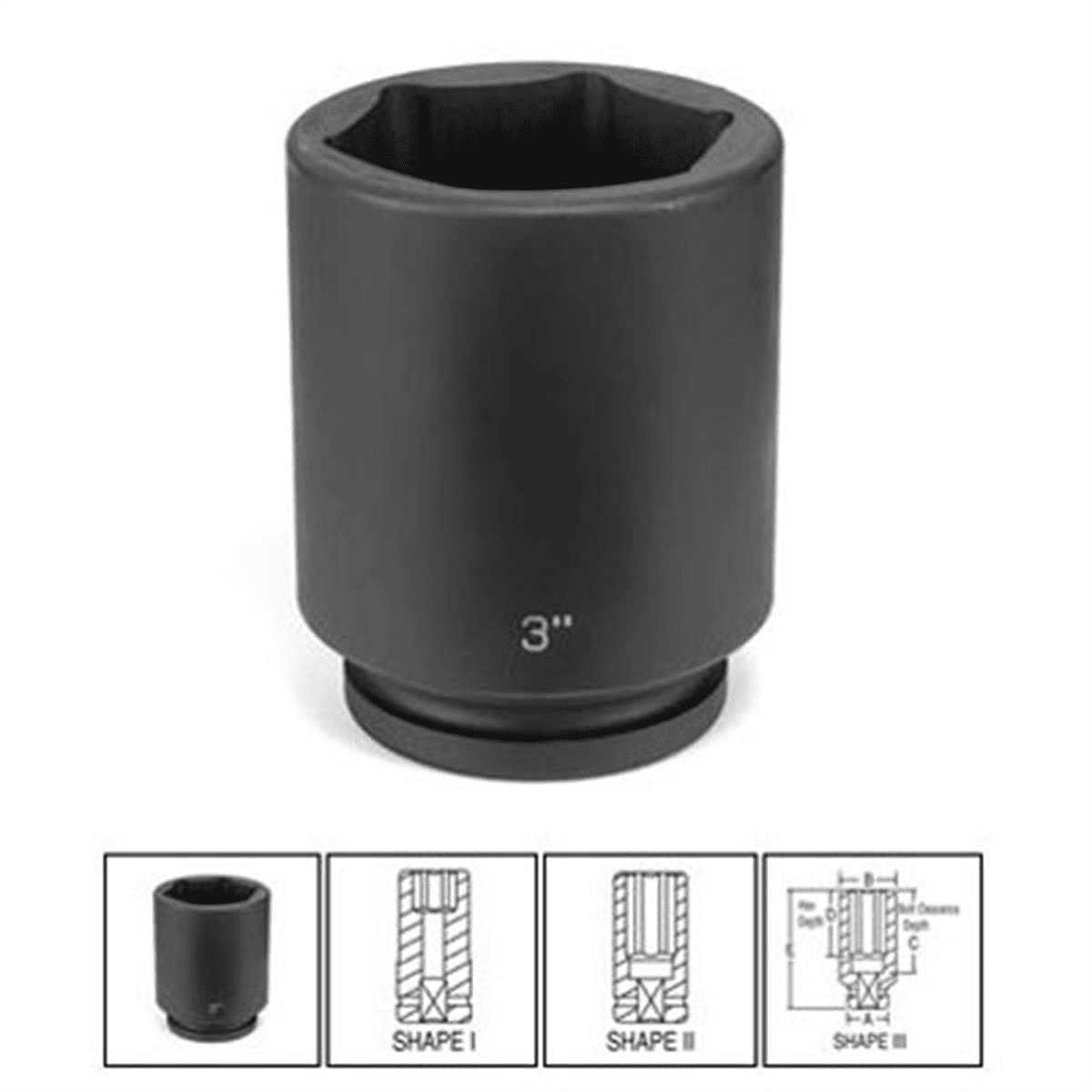Grey Pneumatic 4064D 1" Drive 6 Point Fractional Deep Impact Socket 2